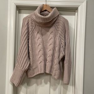 Moon & Madison Cable Knit Turtleneck Sweater Medium Cozy Chunky Knit